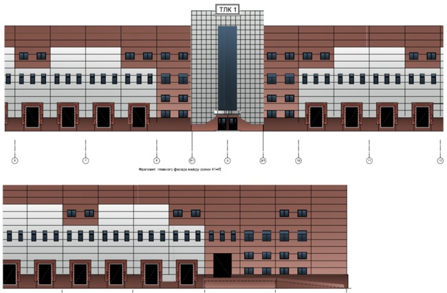 Фрагмент фасада здания склада N 1